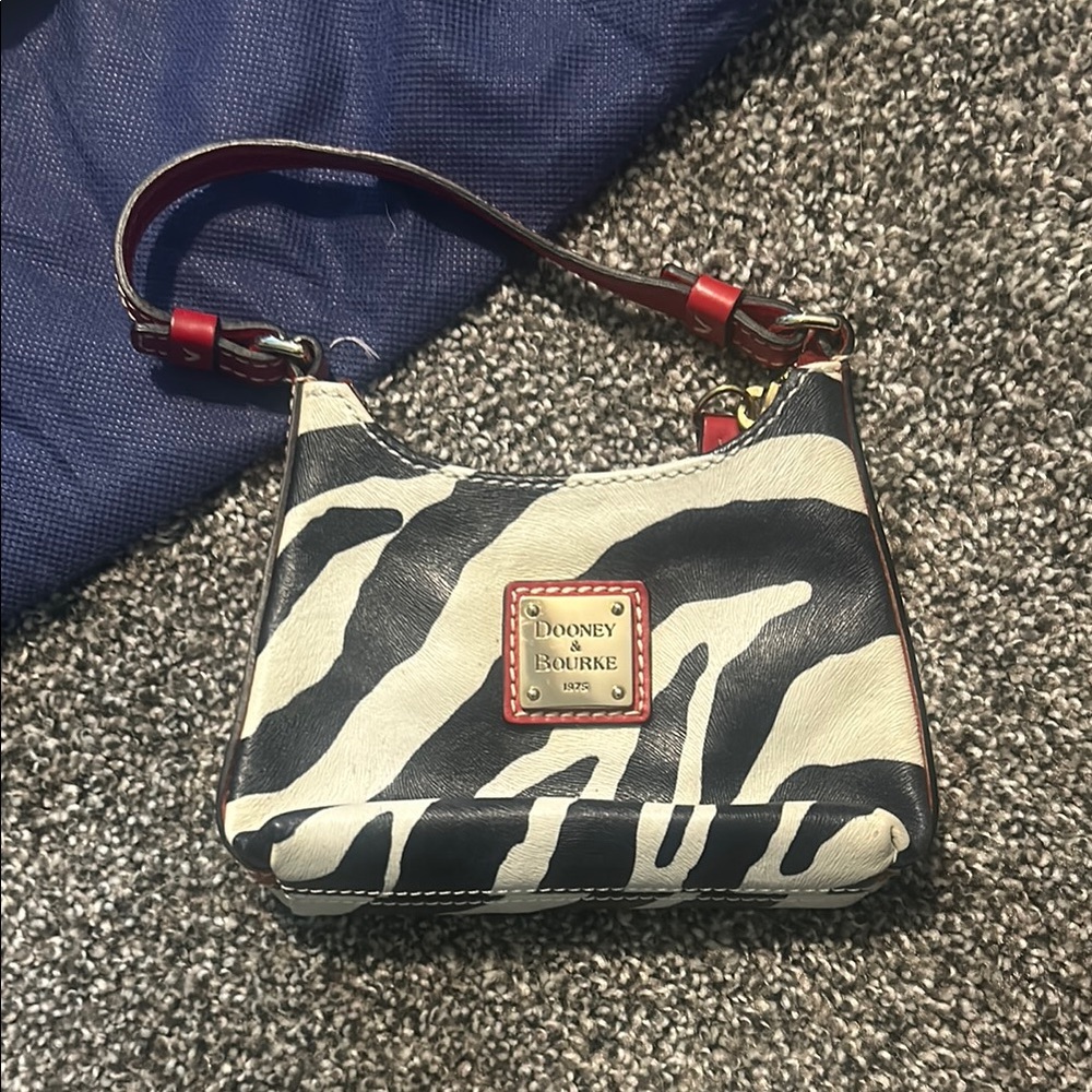 Dooney & Bourke Black and White Baby Bag with Zebra Print